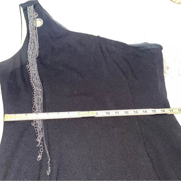 Marc New York dress black wool one strap W/shoulder strap chain detail SZ 14 - Picture 8 of 10